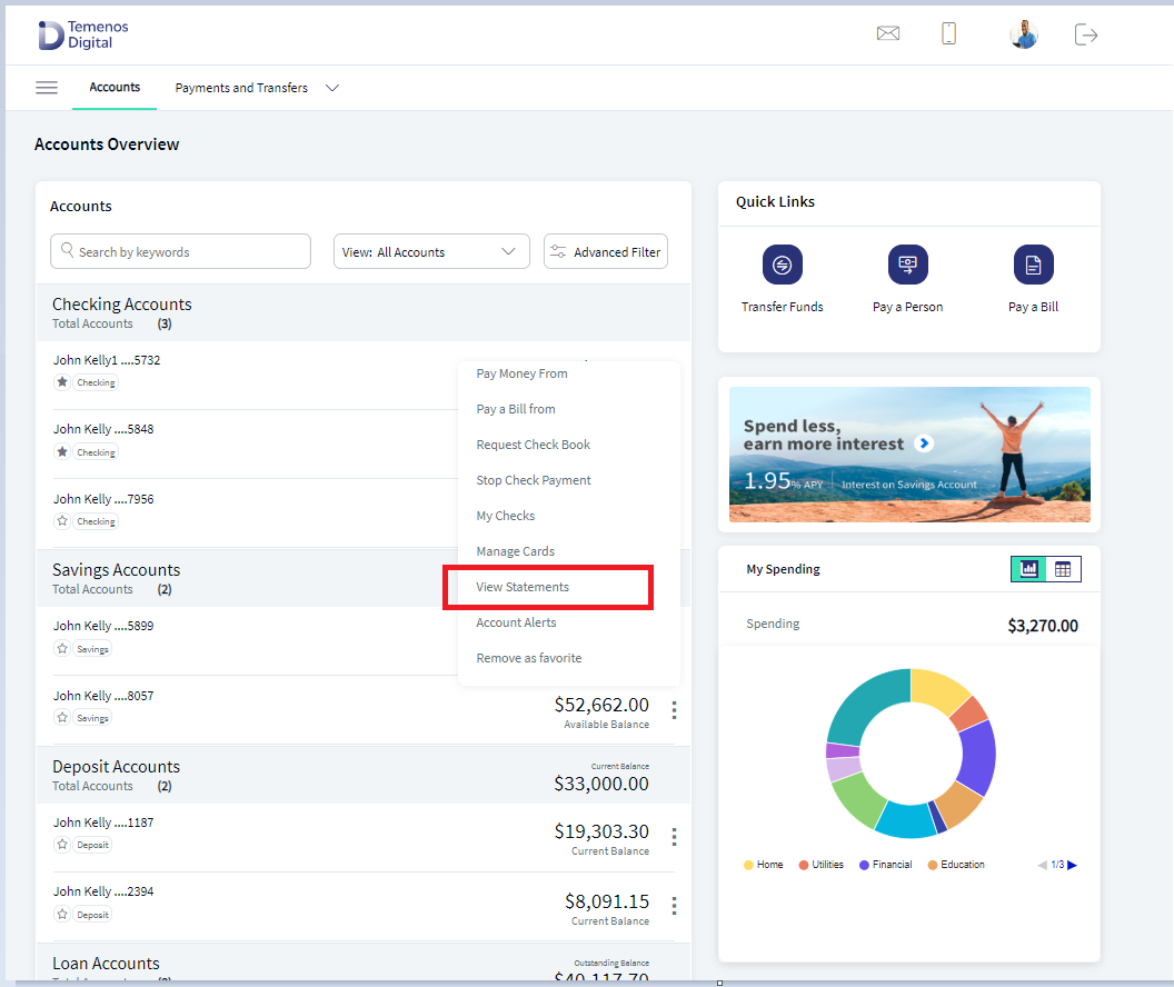 View Statements UX Overview